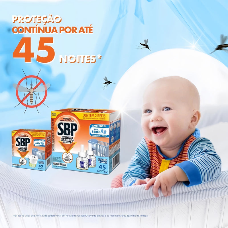 Kit 2 Refís Repelente Elétrico Líquido SBP Cheiro Suave com 32,9mL Cada Refil